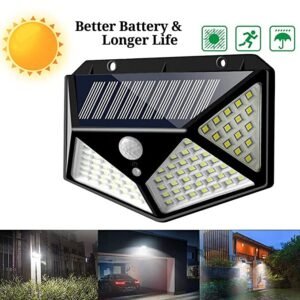 NC100+ Solar Wall Light (Better Battery, Longer Life, Day Time Sunlight Charging, Night Time Automatic Light On, 3 modes, 100 led)