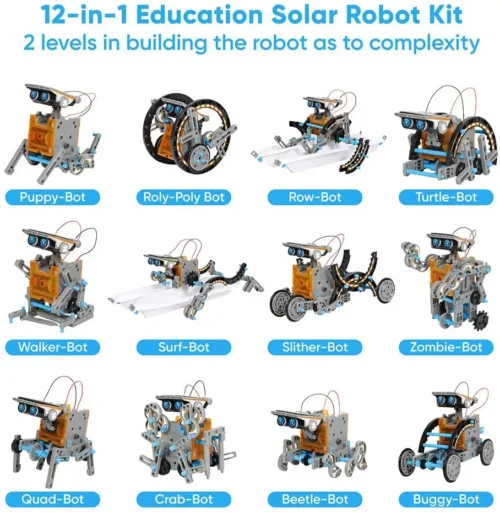 Nanocliq 12-in-1 Education Solar Robot Toys 190pcs DIY Building Science Experiment Kit Party Gift for Kids Educational Toy Robots - Image 2