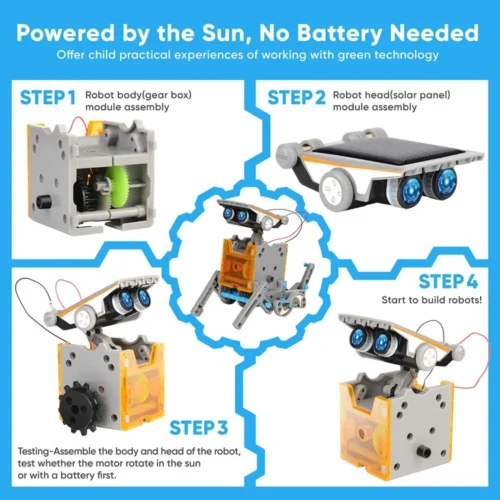 Nanocliq 12-in-1 Education Solar Robot Toys 190pcs DIY Building Science Experiment Kit Party Gift for Kids Educational Toy Robots - Image 3