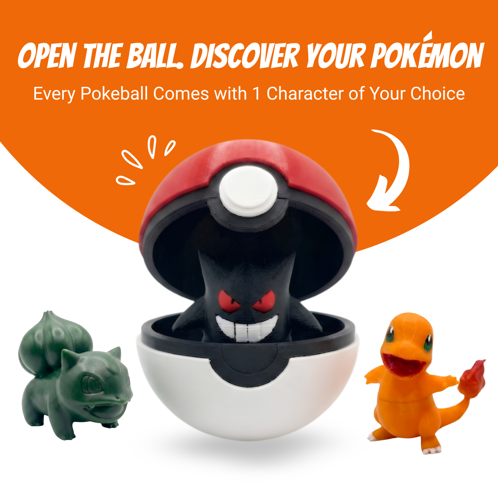 3D Printed Functional Pokéball with 1 Pokémon Figure and Stand | Opening Storage Pokéball Collectible | Anime Desk Toy for Pokémon Fans & 3D Printing Lovers - Image 4