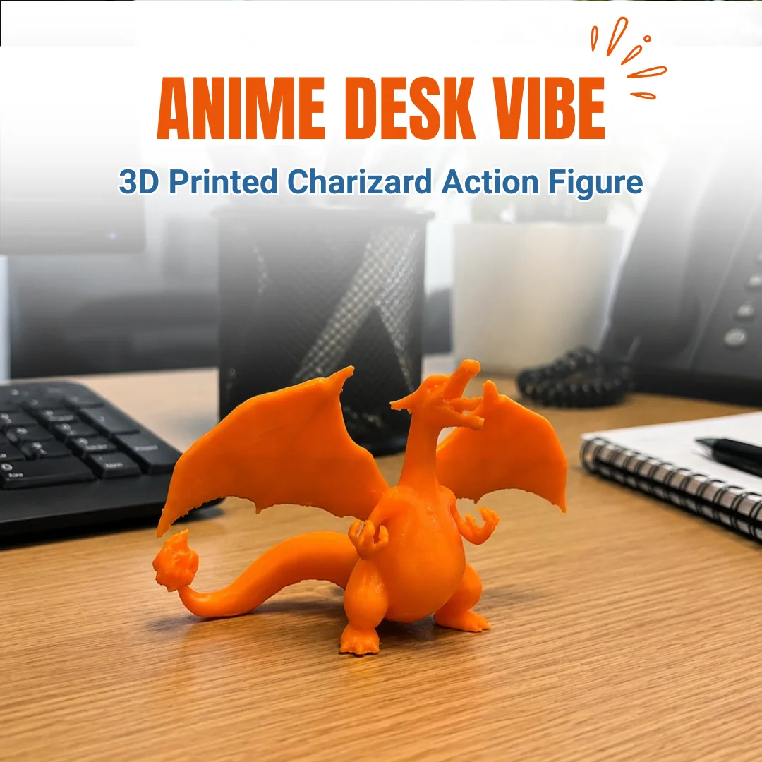 3D Printed Charizard Action Figure & Card | Mini Dragon Collectible (7 cm) | Pokemon Inspired Desk Toy | Perfect for 3D Printing Lovers & Collectors - Image 4