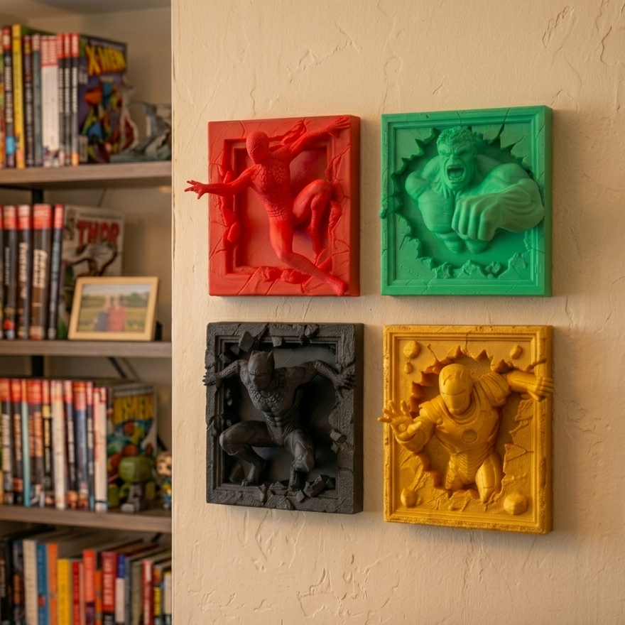 Avengers Superhero Out of Frame 3D Wall Art – 12×12 cm